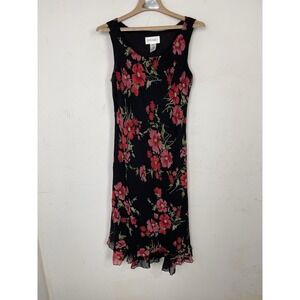 Studio I Women Dress 10 Dark Floral Whimsigoth y2K 90s Slip Fairy Valentine Goth